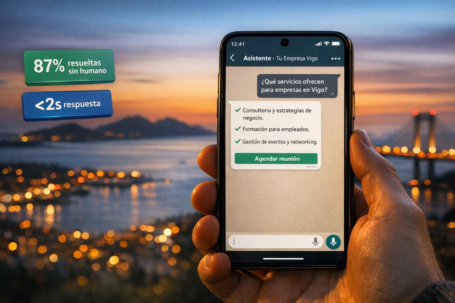 Chatbots IA en Vigo — Chatbots con IA para Empresas en Vigo — Atención 24/7